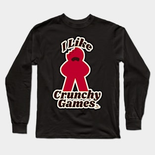 I Love Crunchy Games Fun Meeple Art Long Sleeve T-Shirt